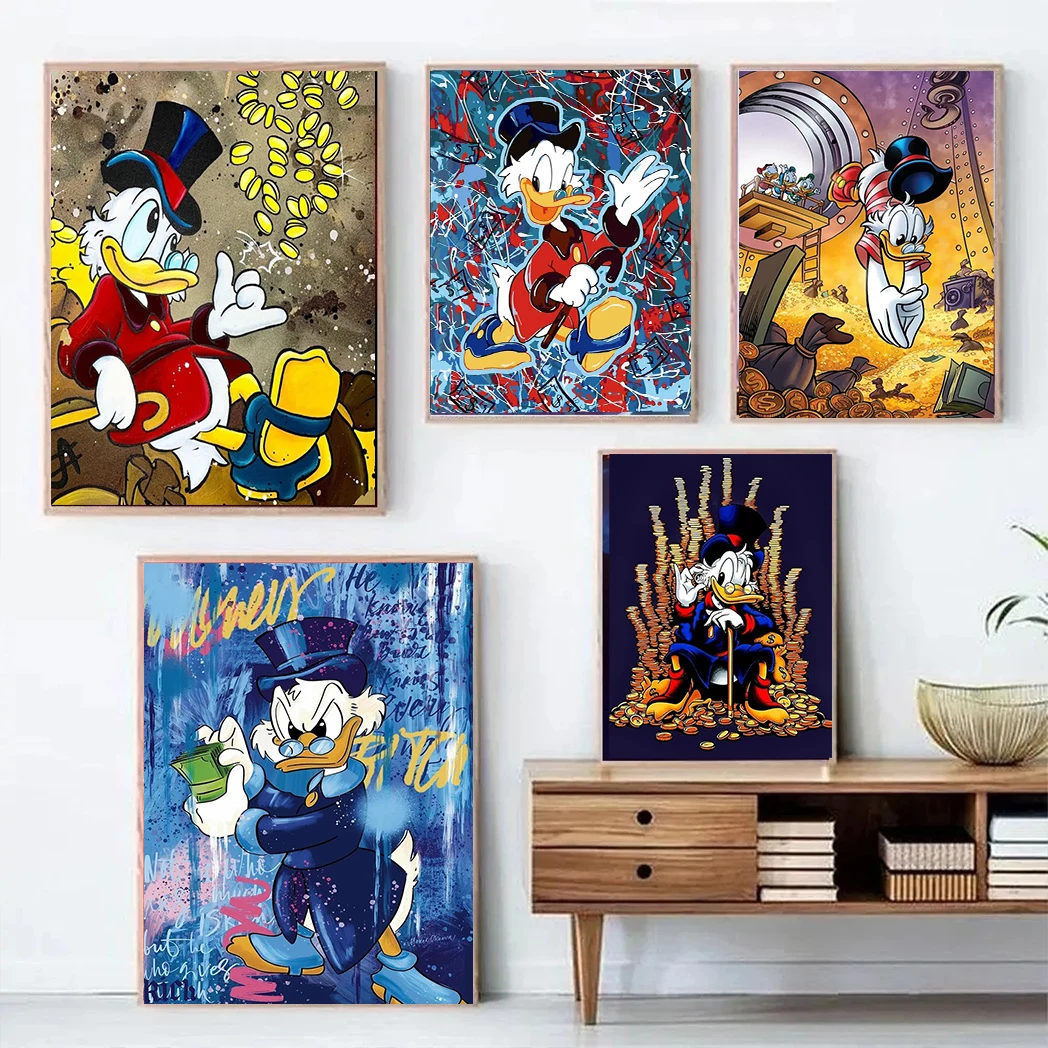 MINISO Disney Donald Duck Canvas Graffiti Pop Art Print Wall Art Poster Living Room Decor Kids Room Picture Print Artwork