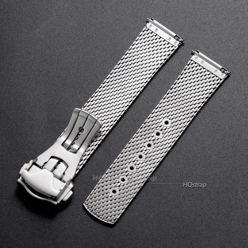 Stainless Steel Watch Strap 20mm For Omega Seamaster 007 300 for Speedmaster Mesh Bracelet Folding Buckle Business Wristband view 4