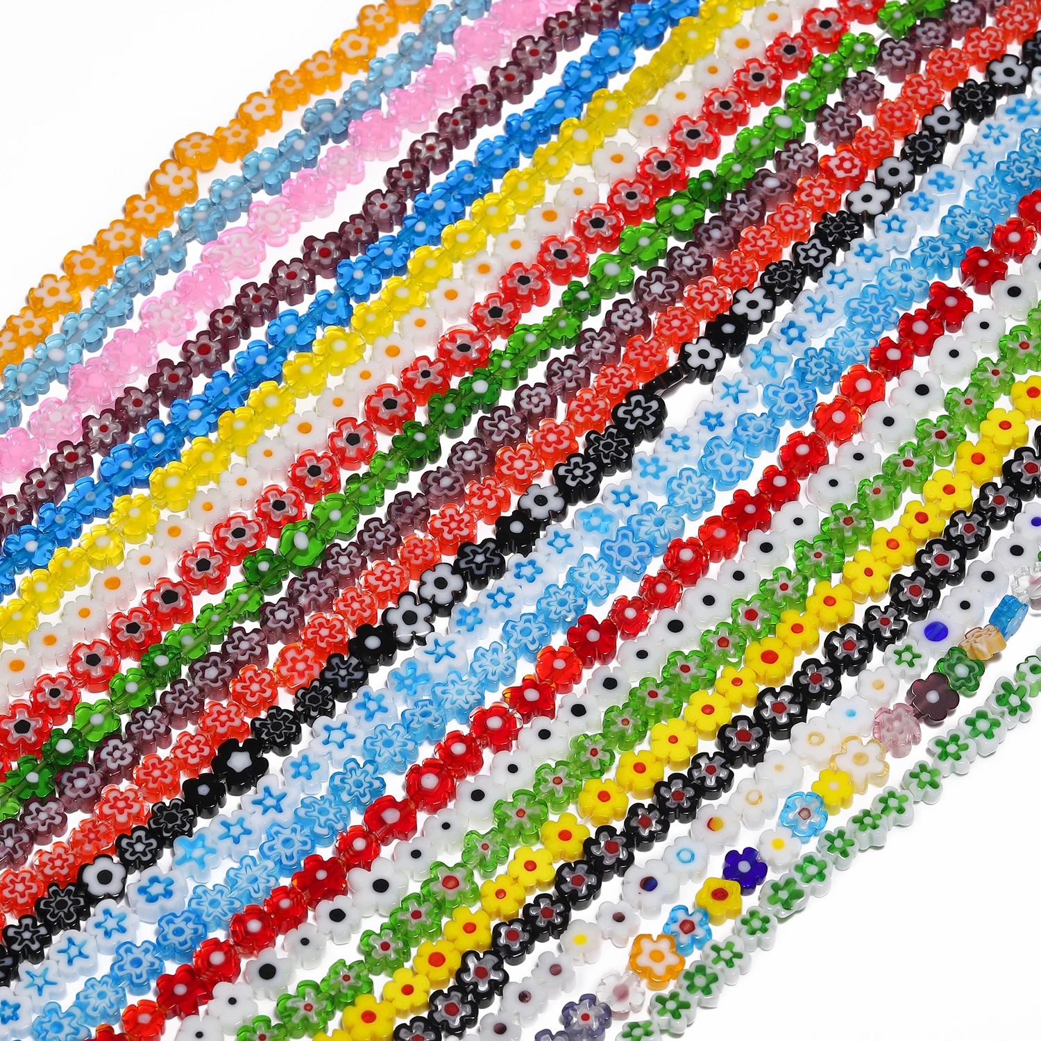 4 6 8mm Charms Daisy Flower Lampwork Glass Flat Beads Loose Spacer Beads for Jewelry Making Diy Bracelet Crafts Accessories