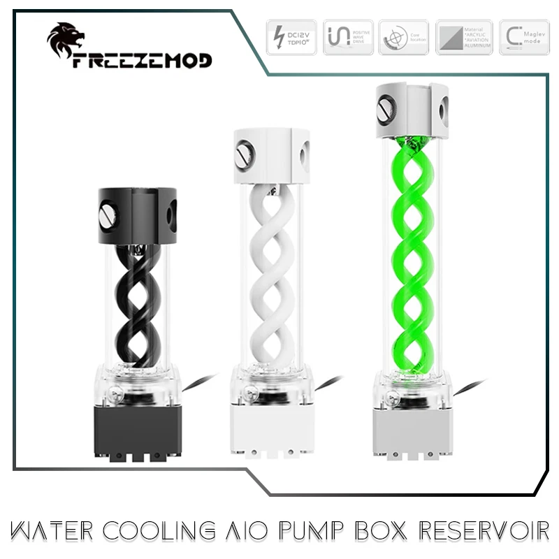 

FREEZEMOD резервуар для насоса AIO с водяным охлаждением, алюминий + корпус из ПММА + спираль ДНК, длина 200 мм, 250 мм, 300 мм, черный/серебристый/белый PUB-FS6MB