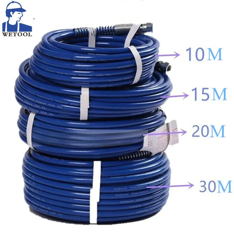 10 متر // 15 متر/20 متر/30 متر 1/4 "بخاخ طلاء بدون هواء قطع غيار خرطوم بخاخ طلاء بخاخ طلاء خرطوم ضغط عالي BSP 3300Psi