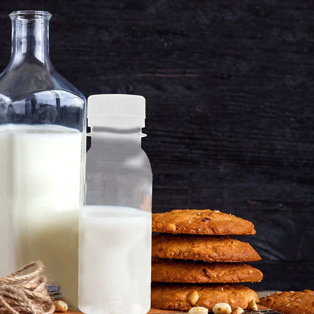 Bottiglie di latte da 20 pezzi Contenitori di succo vuoti trasparenti per animali domestici Bottiglie di bevande portatili senza Bpa da 100 ml con tappi per latte di noci fatti in casa