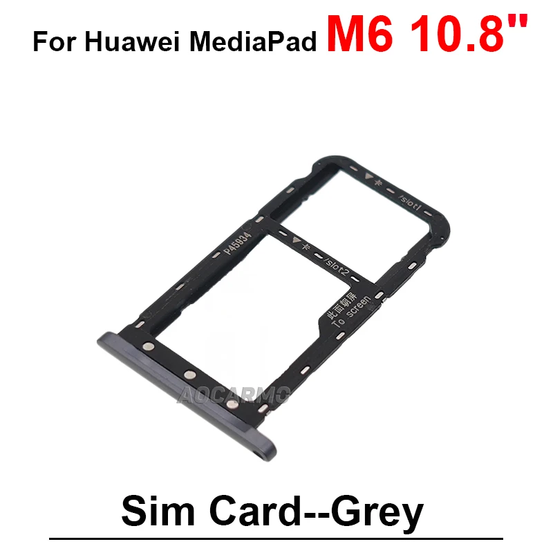 For Huawei Mediapad M6 10.8inch Gold / Grey SIM Card Tray Slot Holder Side Keys Buttons Replacement Parts
