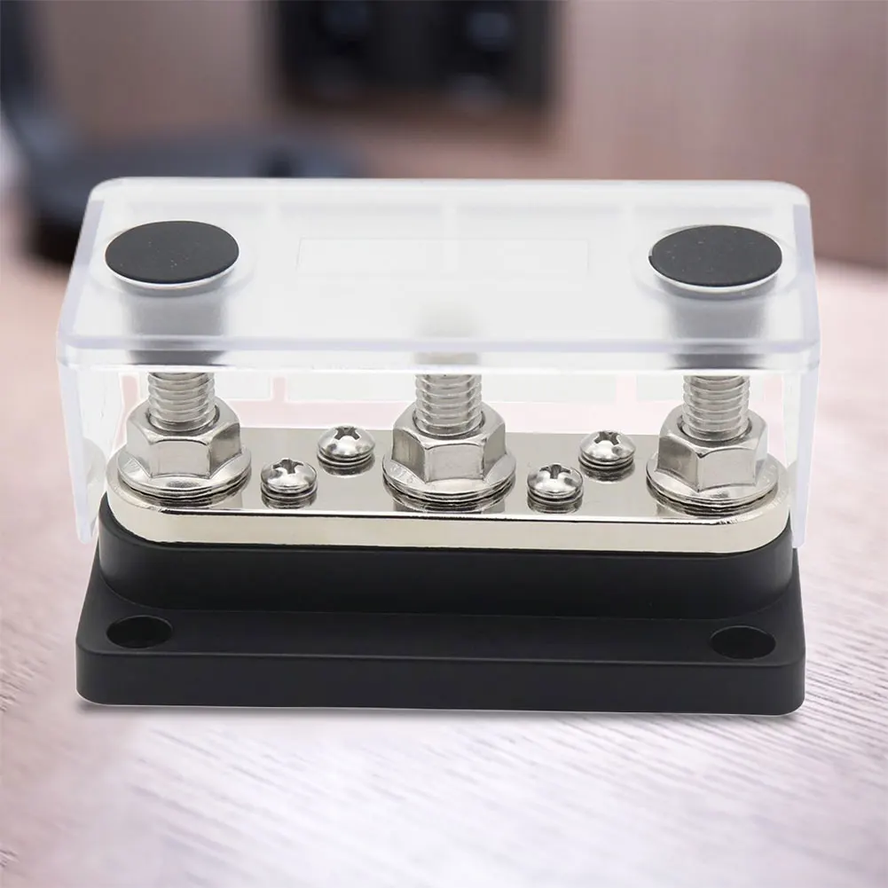 

300A Busbar Terminal Block 48V Bus Bar Box 3/8 Studs Bus Bar Board 3+4 Way for RV Marine Boat for Vehicle Car Automobile Caravan