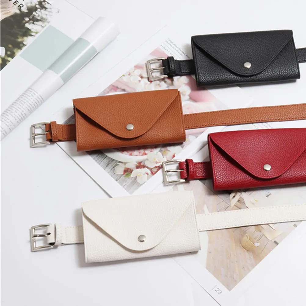 여성용 미니 PU 블랙 웨이스트 팩, 엔벨로프 스타일 벨트 폰 가방, 소형 대용량 크로스바디 파우치 (열쇠, 립글로스, 신분증 수납 가능)