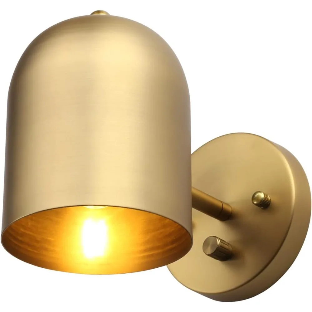 

Set of 2 Hardwired Wall Sconce Dimmer Switch, Brass Finish Wall Light Lamp Adjustable for Bedroom Hallway Living Room
