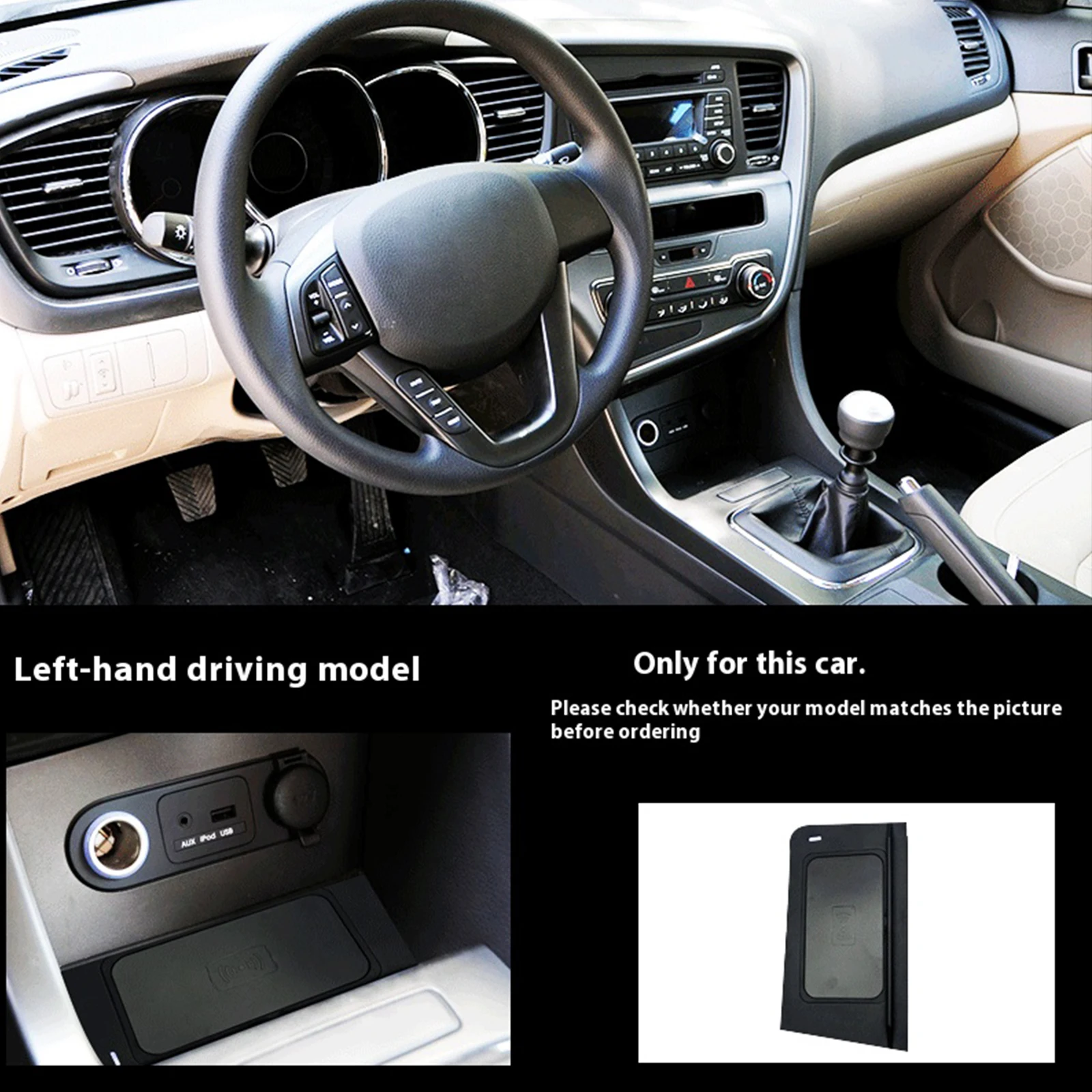 2 Din for KiA Optima K5 2009-2014 Car Wireless Mobile Phone Charger Center Console Storage 18W iphone fast charge plate holder