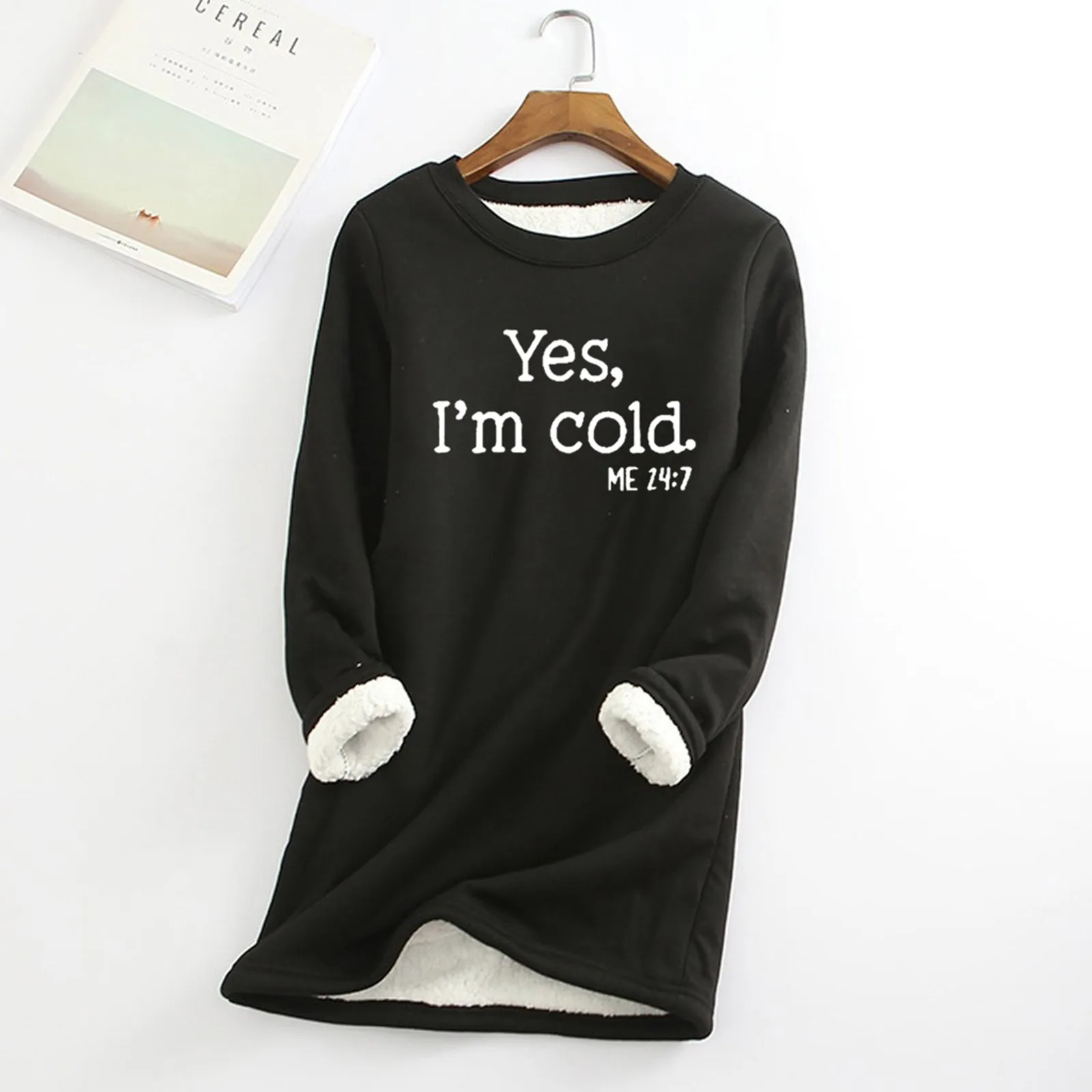 Winter Fleece Hoodies Thermal Women Thick Fleece Sweatshirt Letter Print Long Sleeve Jumber Coat Female Oversize Hooded Pullover