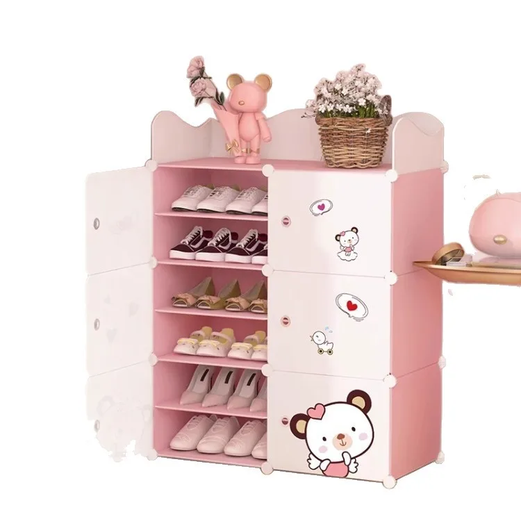 Simple shoe rack door home rental house dopamine dust storage box transparent dormitory small narrow shoe cabinet