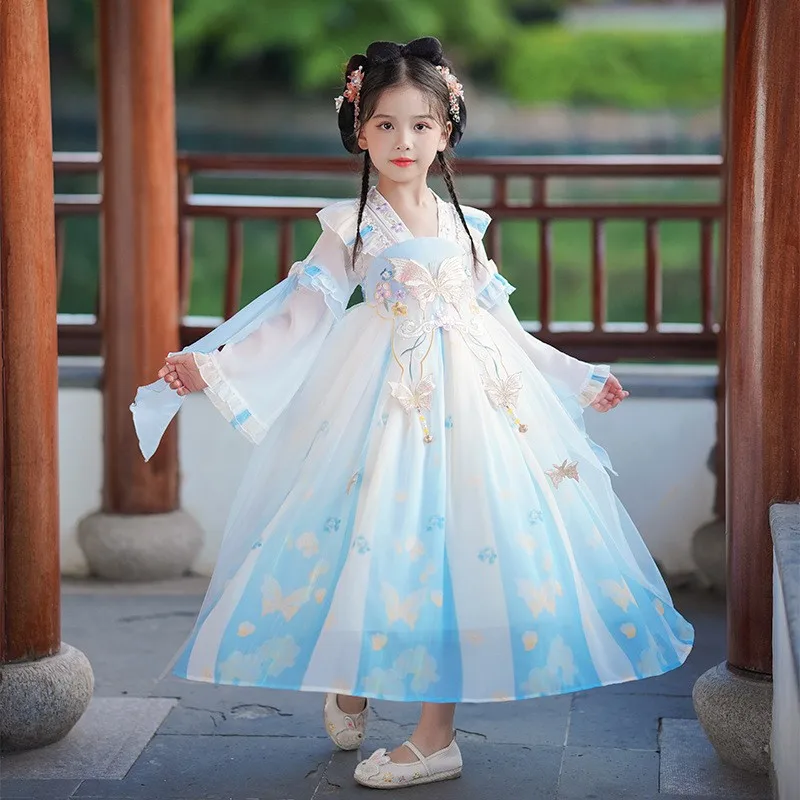 2024 New Chinese Traditional Girls Embroider Hanfu Dress Fairy Outfit For Girl Children Chinese Style Tang Photography Cosplay