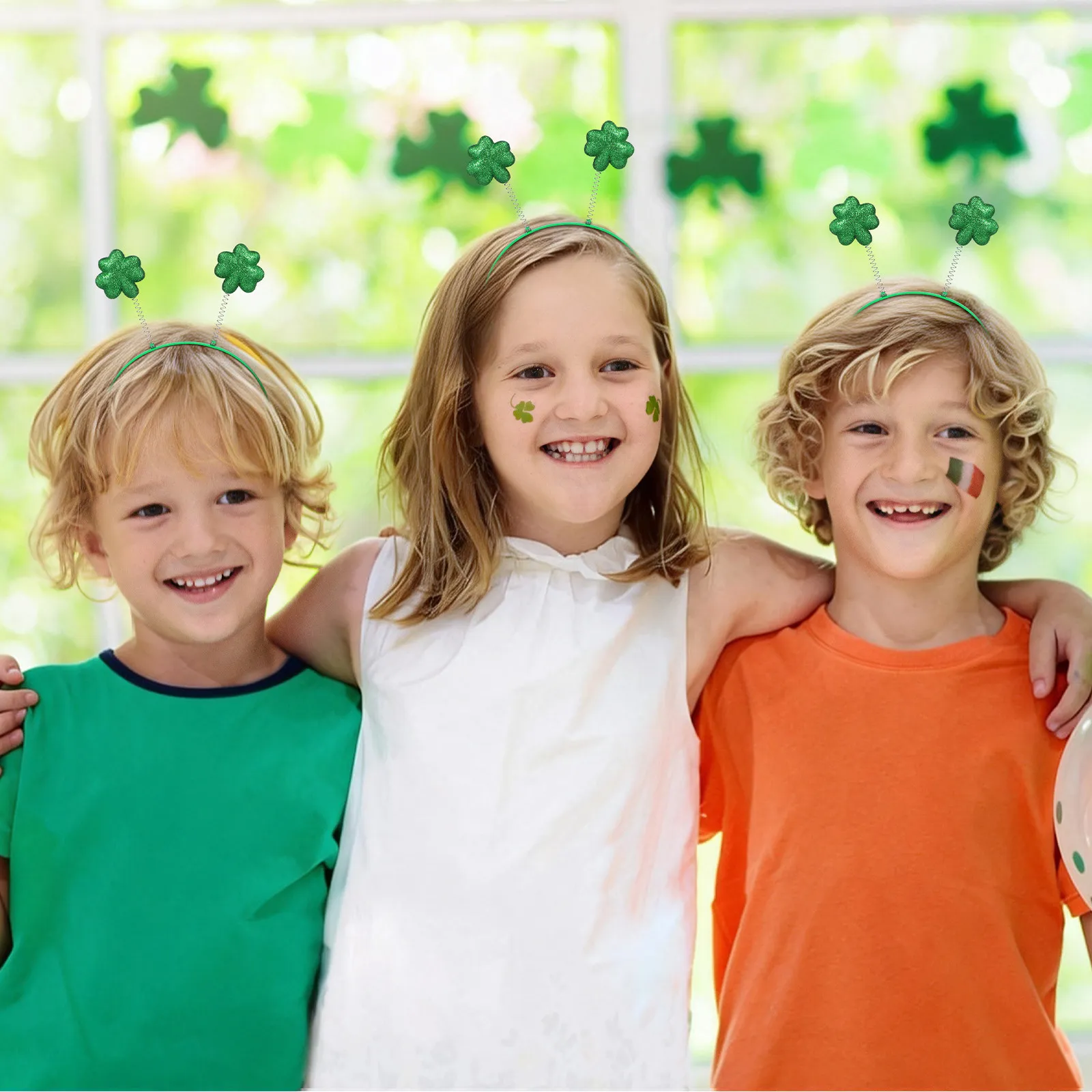 

6 pcs Clover Headband St Patrick'S Shamrock Hair Accessories Costume Party Festival Wear Adult Hair Styling Tool