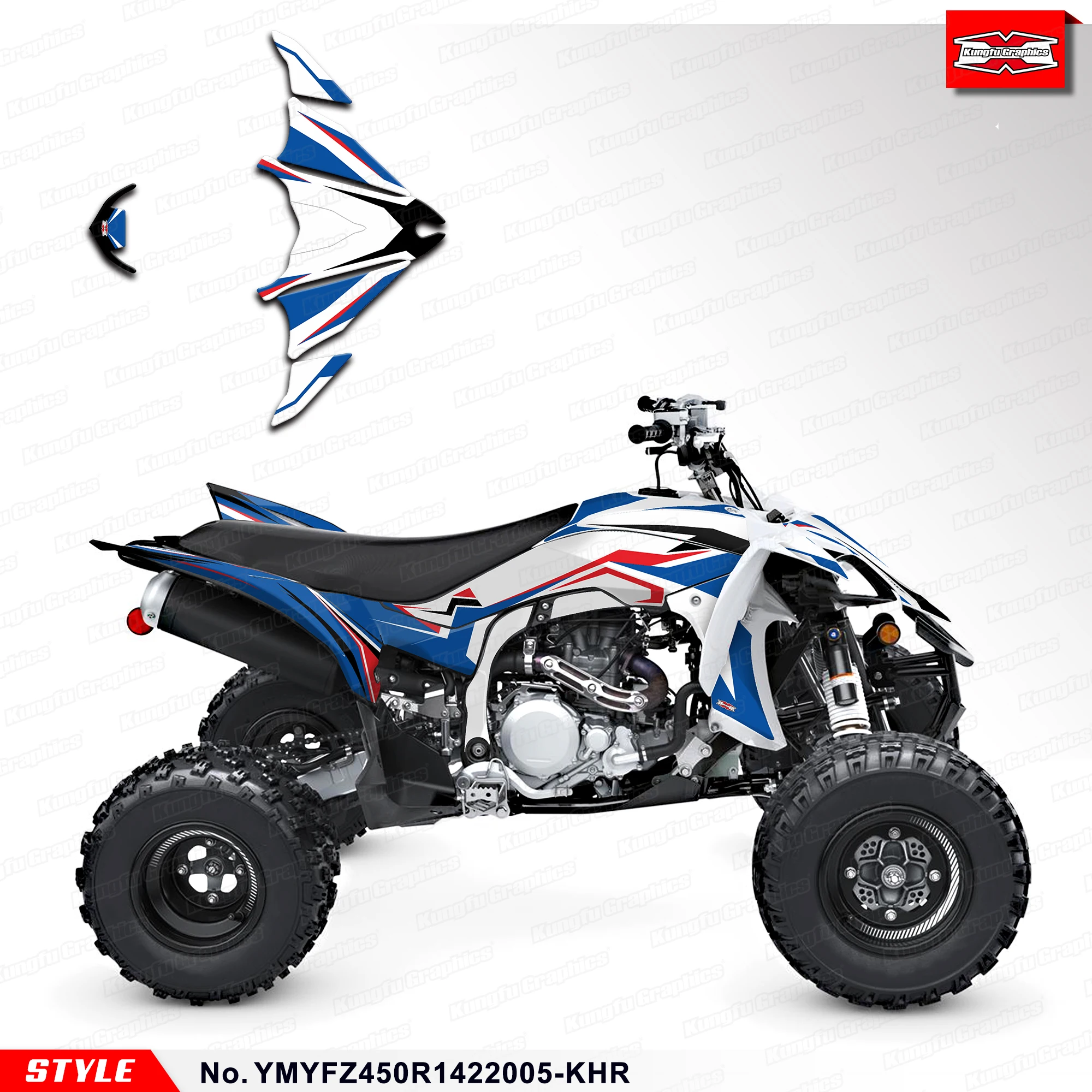 

KUNGFU GRAPHICS Adhesive Sticker Vinyl Wrap for YAMAH YFZ450R YFZ 450R 14 15 16 17 18 19 20 21 22 23 24 25, YMYFZ450R1422005-KHR