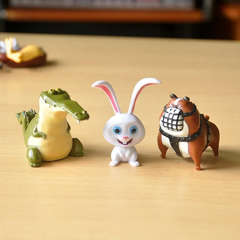 14 pcs Cartoon Rabbit Pet Dog Secret Life PVC Handmade Doll Mini Animal Cat Bird Model Dolls Toy Set Children\'s Gifts