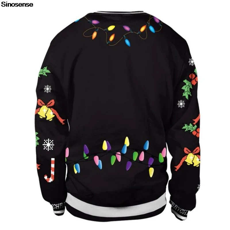 남성 여성 끈적 끈적한 크리스마스 운동복 3D 재미 있은 인쇄 휴일 파티 점퍼 탑 커플 풀오버 순록 추악한 크리스마스 스웨터