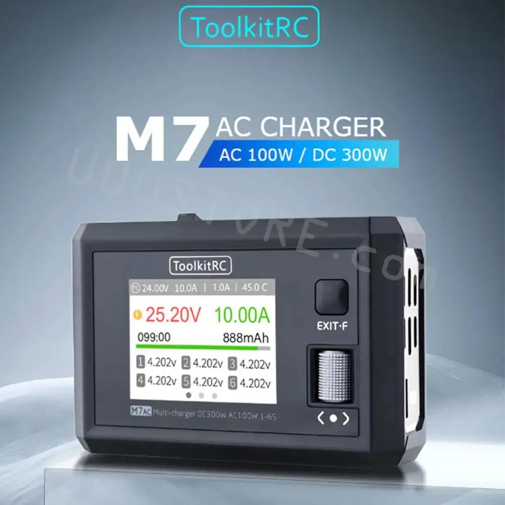 

NEW ToolkitRC M7AC 100W AC / 300W DC Input XT60 XT30 Output 2-6S Lithium Battery Balance Charger for RC Model Aircraft Drone