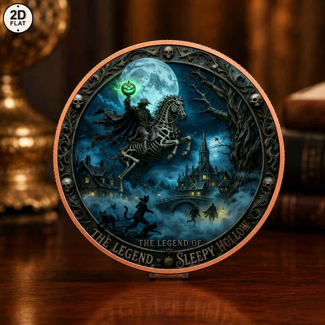 1pc The Legend of Sleepy Hollow 1oz .999 Fine Copper Challenge Coin Headless Horseman Collectible Coin Spooky Night Souvenir