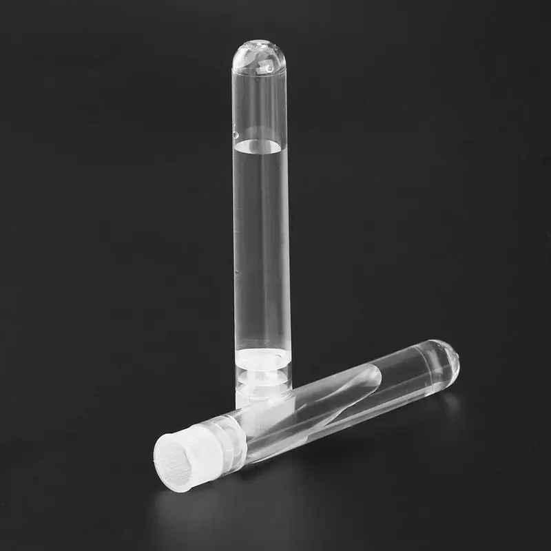 50Pcs Clear Plastic Test Tubes with White Screw Caps Sample Containers Bottles Push Caps 12X75mm