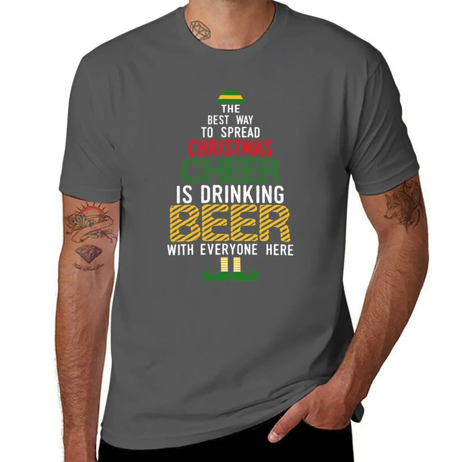 The Best Way To Spread Christmas Is Drinking Beer With Everyone Here T-Shirt t shirt man cotton man t shirts for men T-Shirt