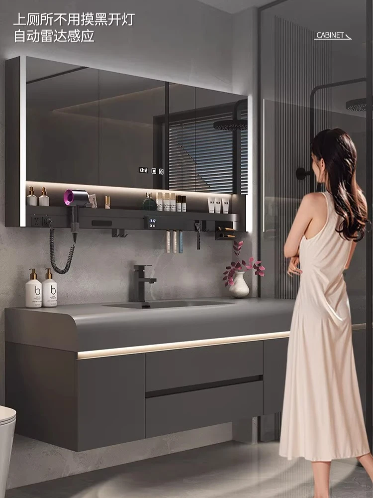 

Toilet washbasin bathroom cabinet combination modern simple Chimeishi washbasin set light luxury style