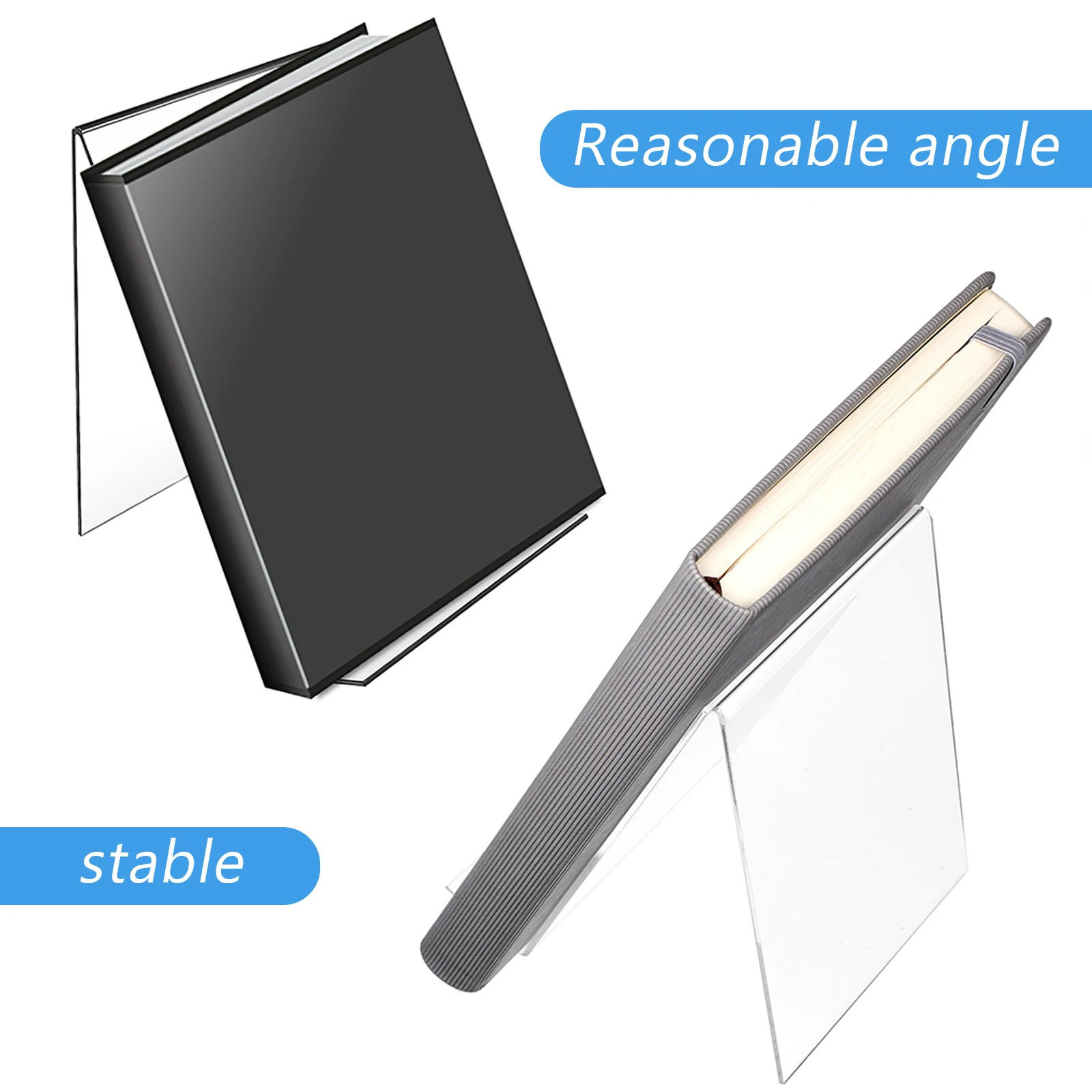 6Pcs Transparent Acrylic Book Holder Display Stand Multi-Purpose Desktop Magazine Tablet Rack Storage for Office