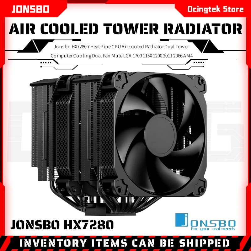 Jonsbo HX7280 7 Heat Pipe CPU Air cooled Radiator Dual Tower Computer Cooling Dual Fan Mute LGA 1700 115X 1200 2011 2066 AM4