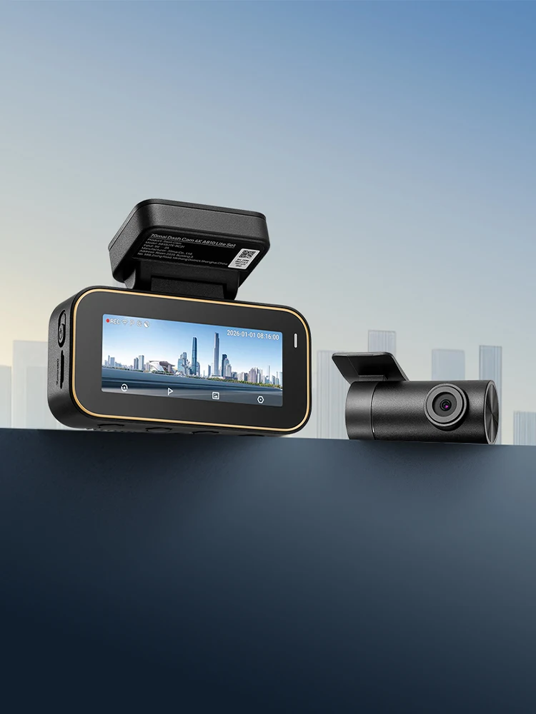 70mai Dashcam A810Lite 4K HDR Nachtsicht Superkondensator Intelligente Sprachsteuerung Unterstützt 4G LTE Auto-DVR Eingebautes GPS Wi-Fi6 24-Stunden-Parküberwachung