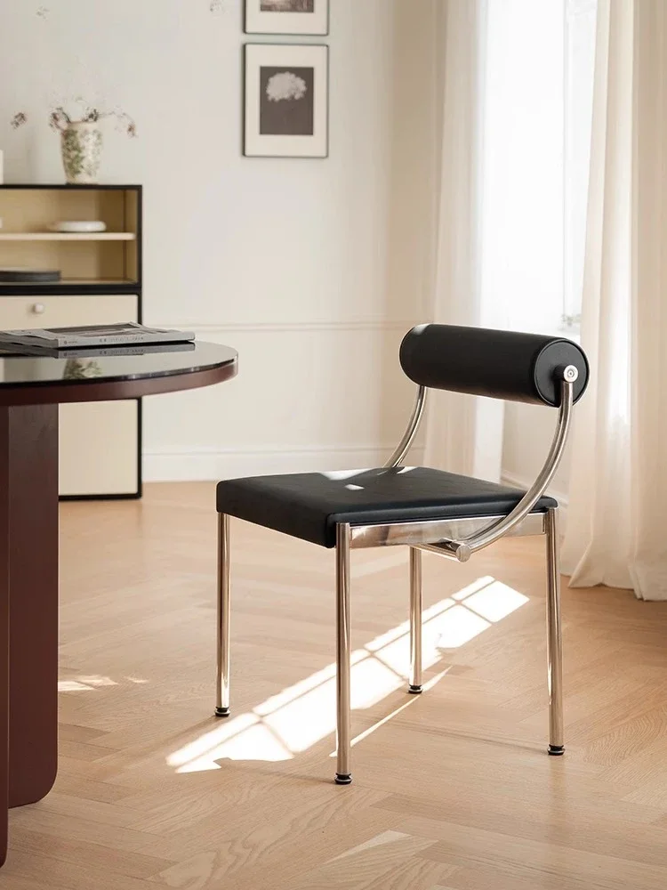 كرسي طعام مصمم، كرسي على الطراز القديم، كرسي دراسة من الفولاذ المقاوم للصدأ، كرسي طعام لغرفة النموذج #3