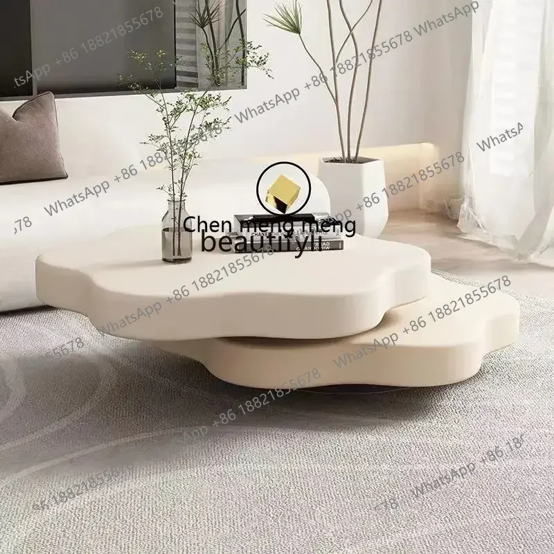 X  Rotating coffee table, high-end living room household small apartment cloud cream creative light luxury