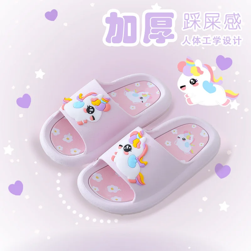 

Kid Slippers for Girls Home Non-slip Indoor Soft Sole Slippers Girls Cool Slippers Cute Little Pegasus for Older Bigger Children