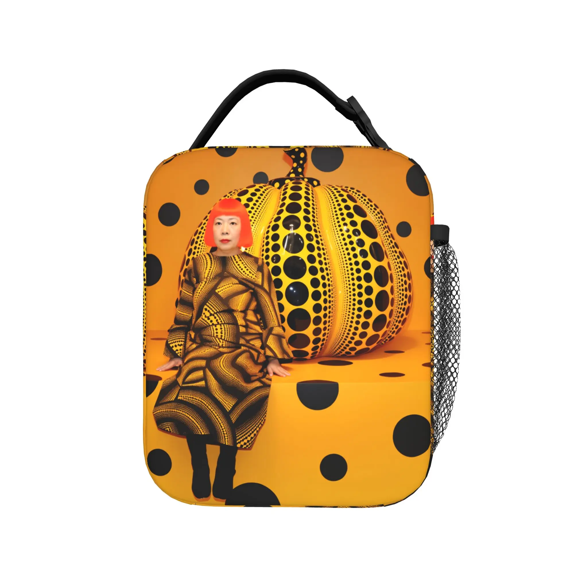 Yayoi Kusama Abstract Face Lunch Bag Picnic Portable Lunch Box For Child  Oxford Graphic Design Cooler Bag