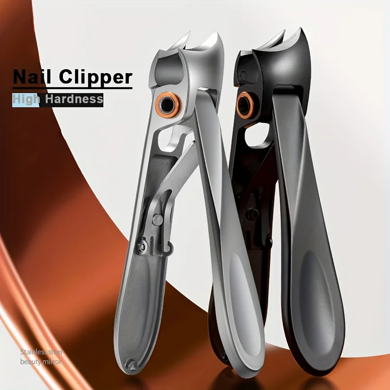 1pcs Toe Nail Clippers for Men Thick Ingrown Toenails Large Wide Jaw Opening Slanted Long Handle No Splash Fingernail Clipper wi