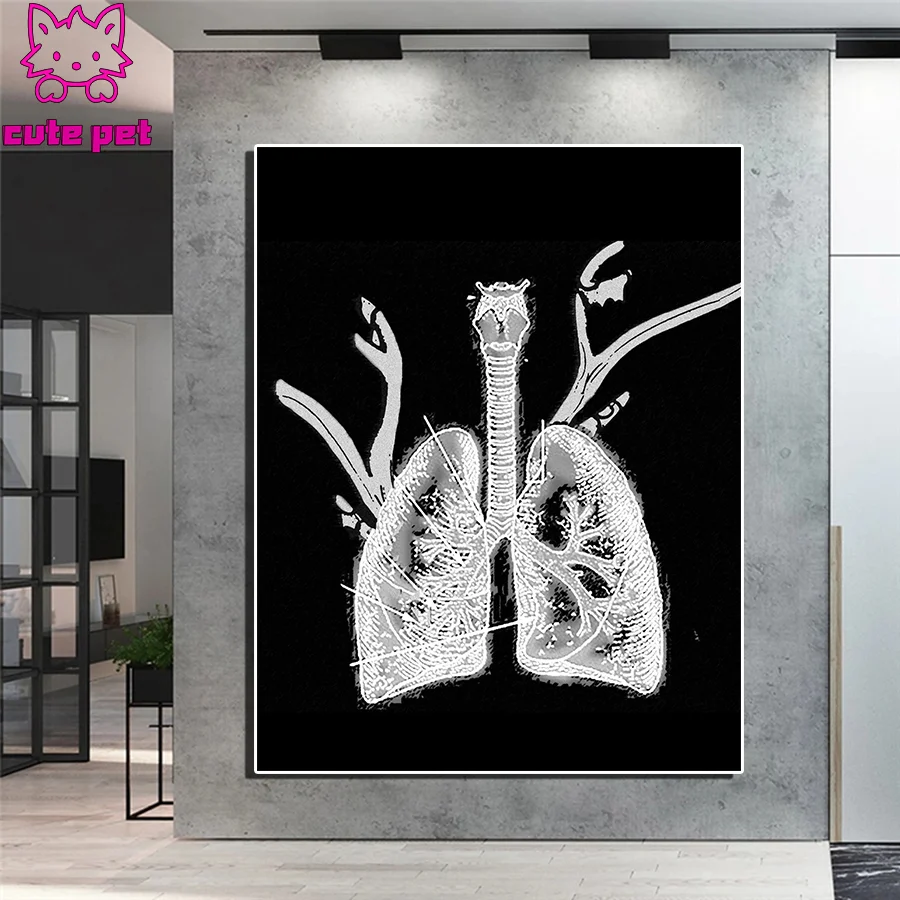 Artistic Anatomy 5D DIY Diamond Painting Organ lungs Diamond Embroidery Full Square Round Drill Poster Mosaic Cross Stitch Decor