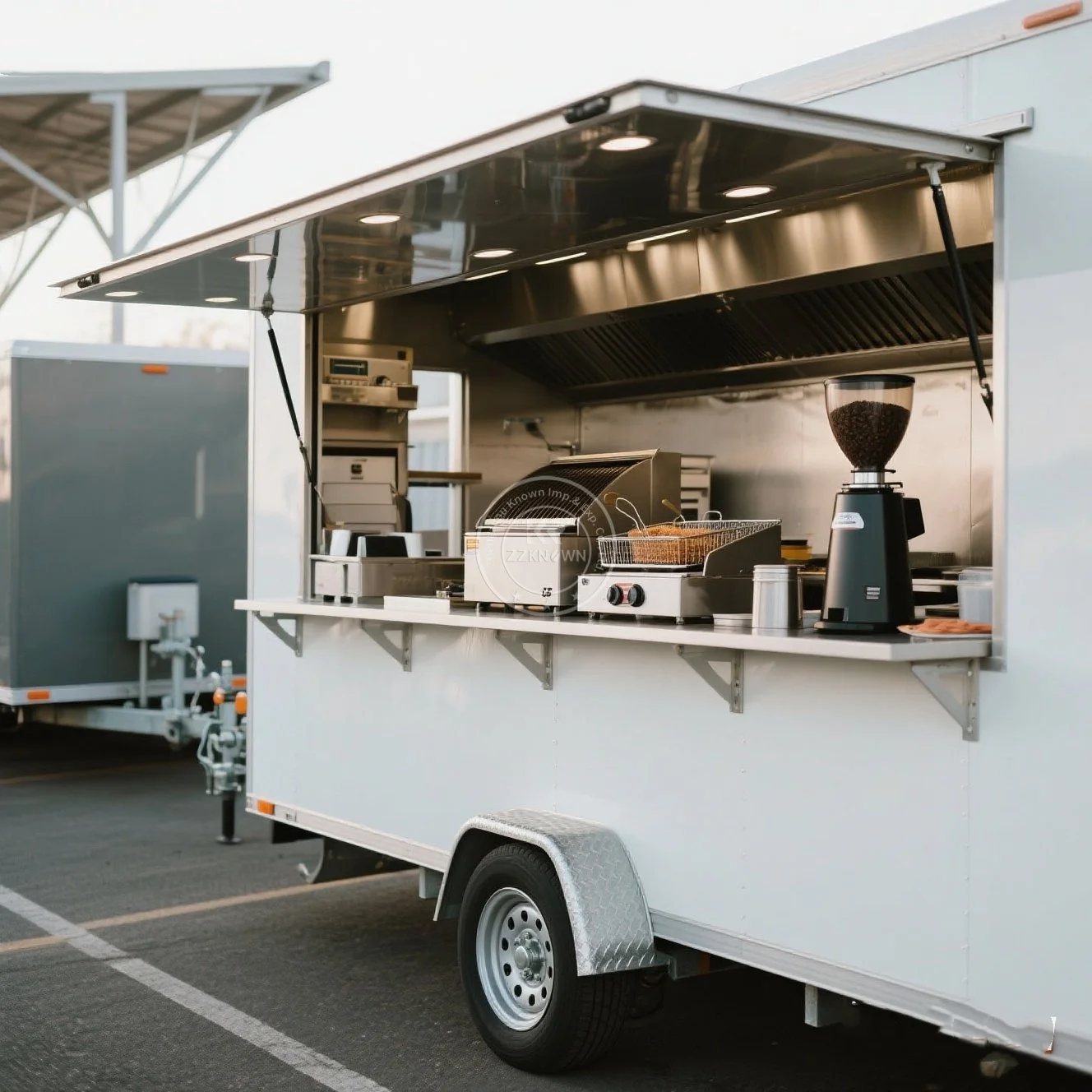 

Pizza Catering Trailer Food Truck Cart CE Mobile Round Food Truck Stainless Steel Hotdog Push Cart Food Kiosk Outdoor