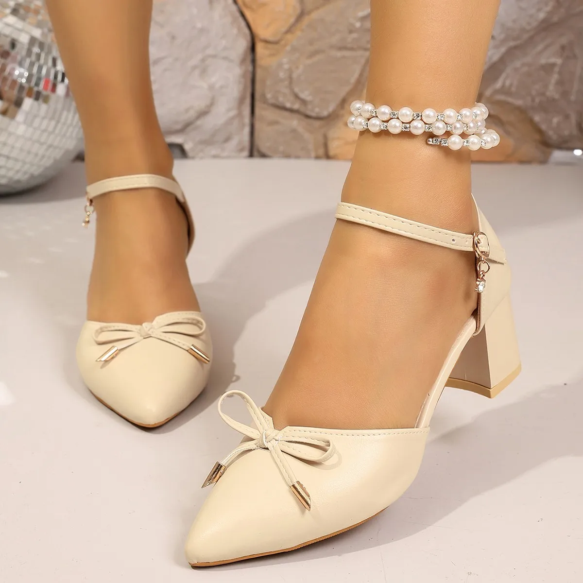 Spring Summer Women's Fairy Style Thin-Strap High Heels Bowknot with Golden Buckle High Heel Designer Sandals Woman Party Pumps