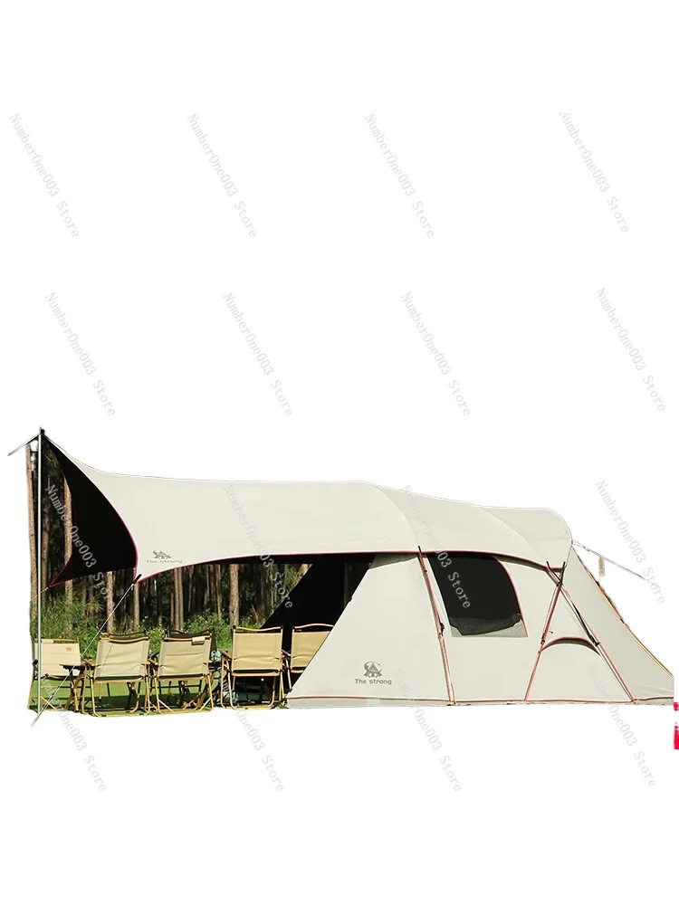 

Off-Road City Professional Outdoor Camp Vinyl Shade Netting Red Tent Canopy Two-in-One Camping Tunnel Tent