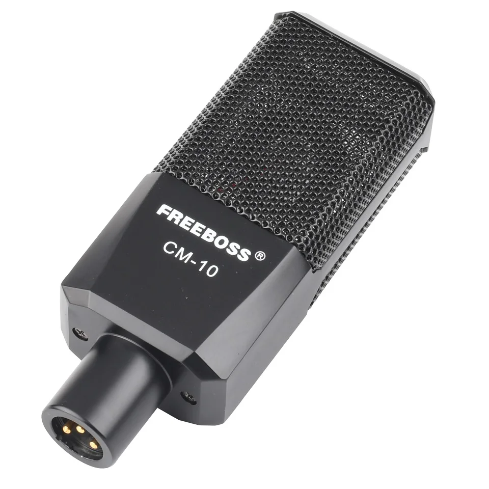 FREEBOSS CM-10 Professional Computer Microphone with Shock Mount for PC Radio Broadcasting Sing Recording Chorus Condenser Mic