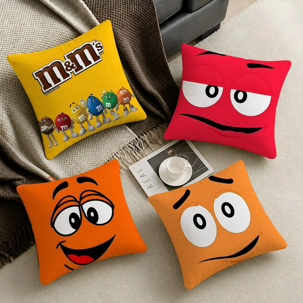 Candy MMs Chocolate Retro Cushion Cover  Throw Pillow Soft Short Plush Cozy Durable Colorfast For Sofa Bedroom Home Decor Gift