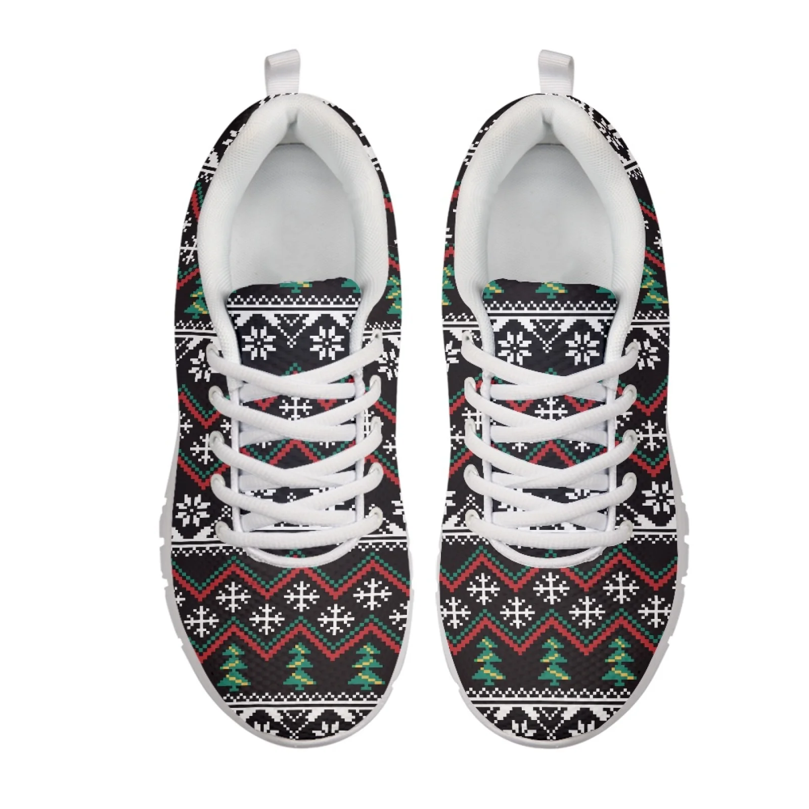 Coloranimal Christmas Sport Running Shoes Featuring Festive Fair Isle, Mesh EVA Sole Breathable Trainers for Outdoor Walking