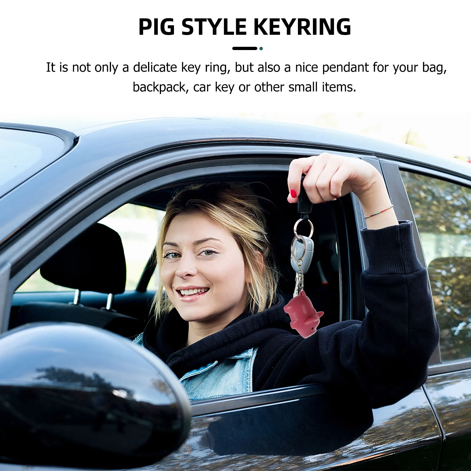 

3 Pcs Piggy Keychain Light Sound Key Ring Pendant Key Holder Animal Luminous Keychains Cartoon LED Flashlight Toy Portable