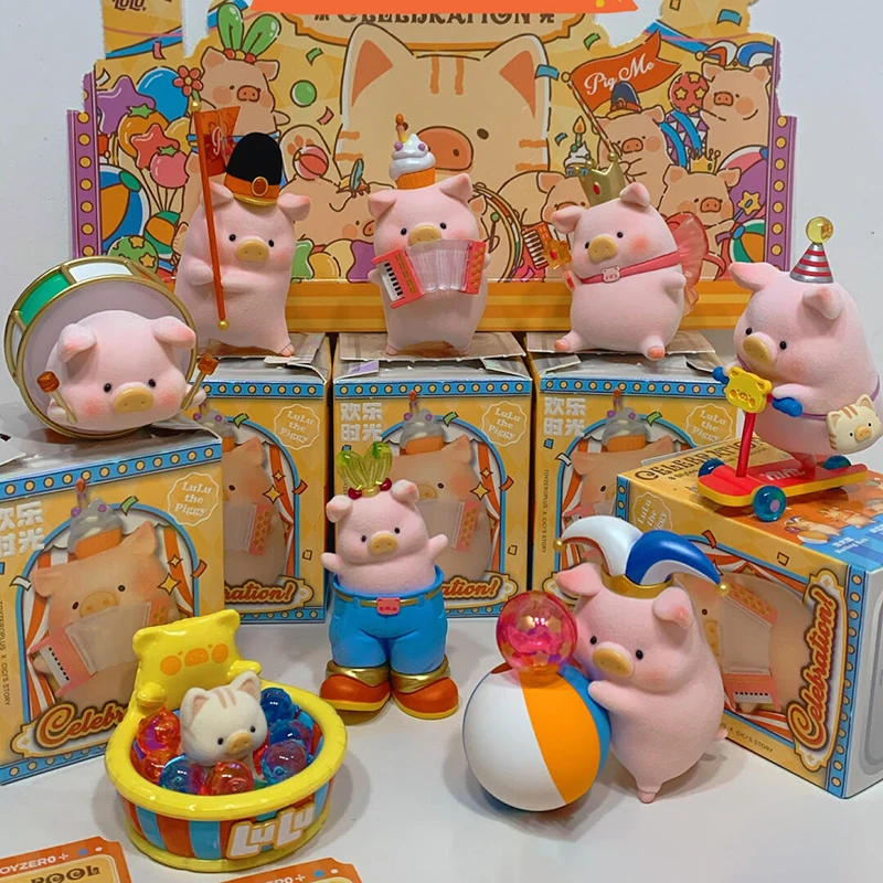 LuLu The Pig Happy Hour Series Blind Box Celebration Cute Piggy Action Figures bambole da collezione giocattoli Mini bambole regali per bambina