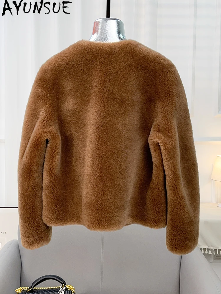 AYUNSUE 100% Natural Wool Women's Jacket Elegant Lamb Fur Jacket Woman Clothes High Quality New in Outerwears Ropa Para Mujer