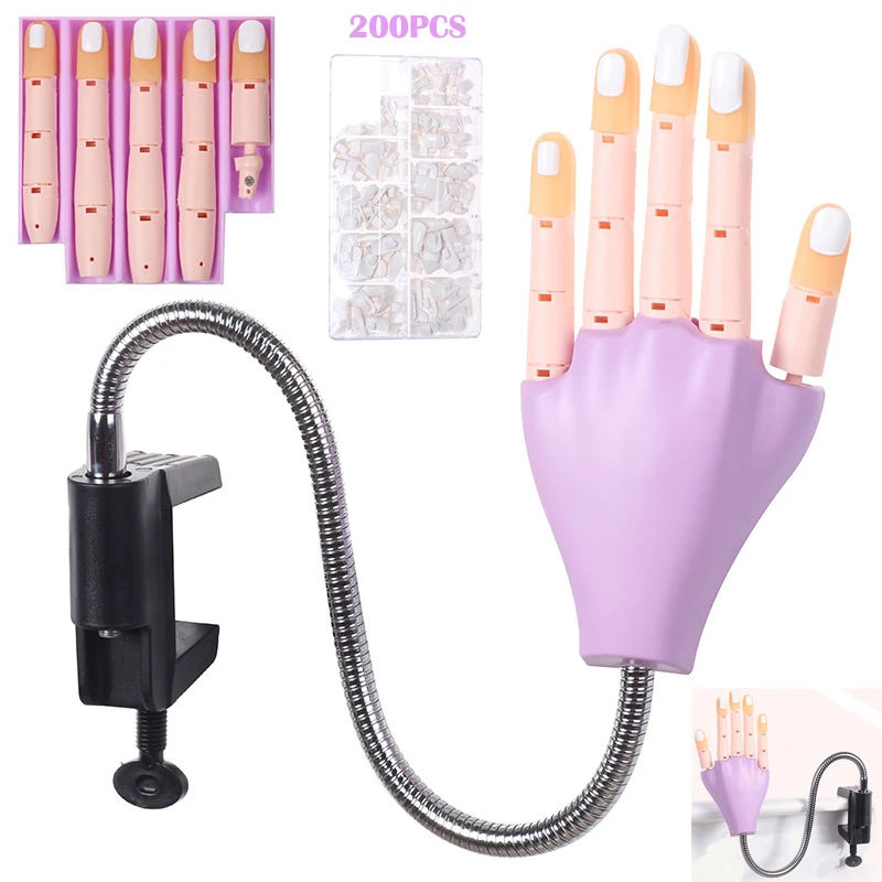 

Nail Art Tools Professional Fake Nail Practice Hand+200pcs Nail Tips Manicure Supplies Hands Mannequin for Nails Hand Training