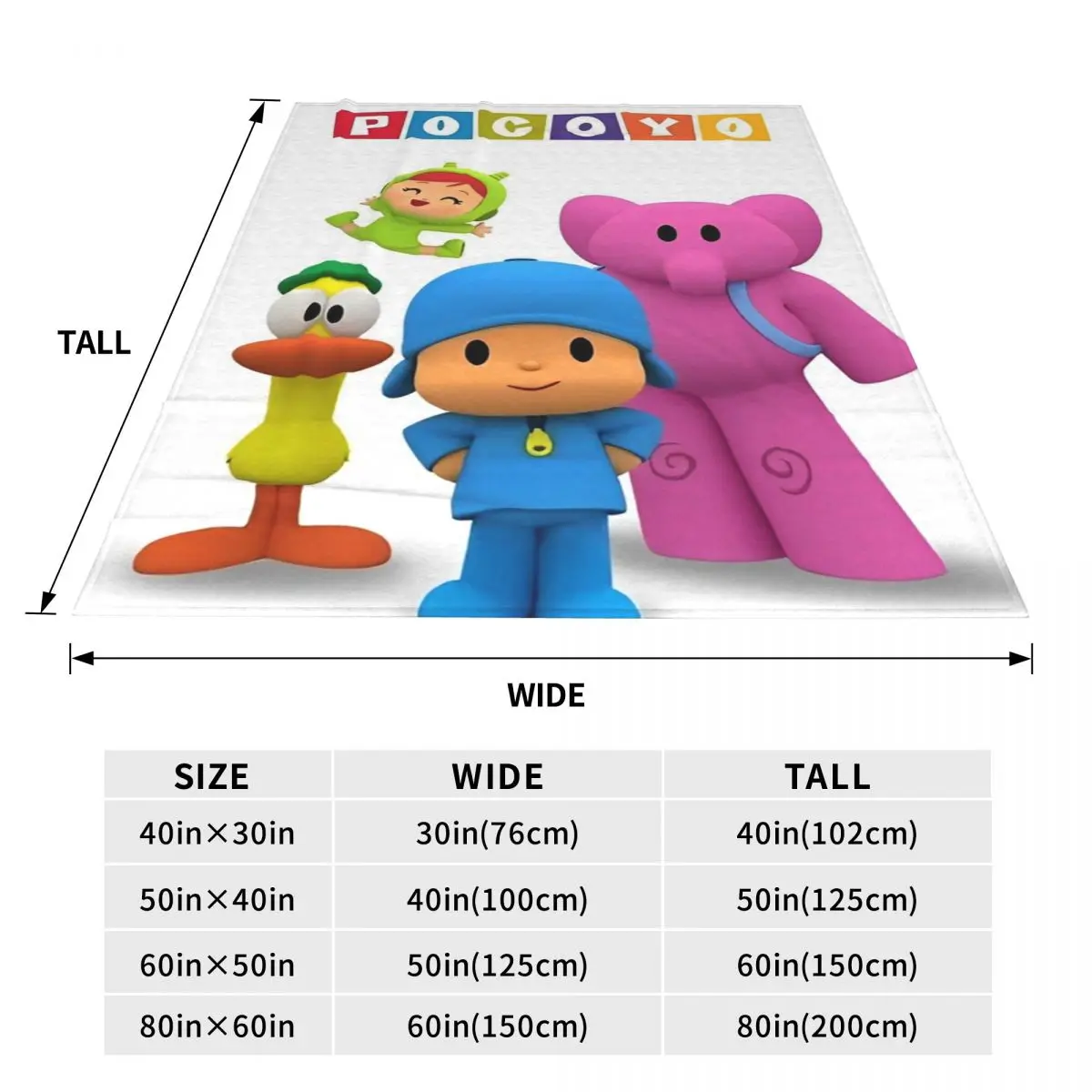 P-POCOYO Elly Pato Fred Loula Sleepy Bird Blanket Cartoon Flannel Throw Blanket Bedding Couch Decoration Ultra-Soft Bedspread