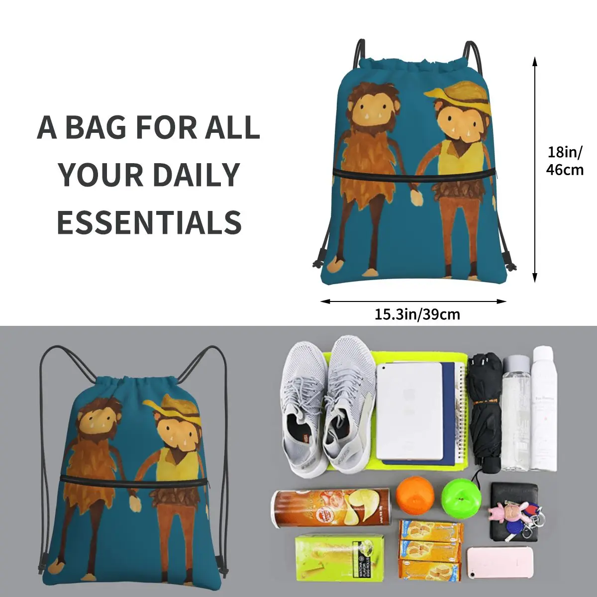 Sneaky Sasquatch Portable Backpacks Drawstring Bag Multi-function Drawstring Bundle Pocket Shoes Bags For Travel Sport Man Woman