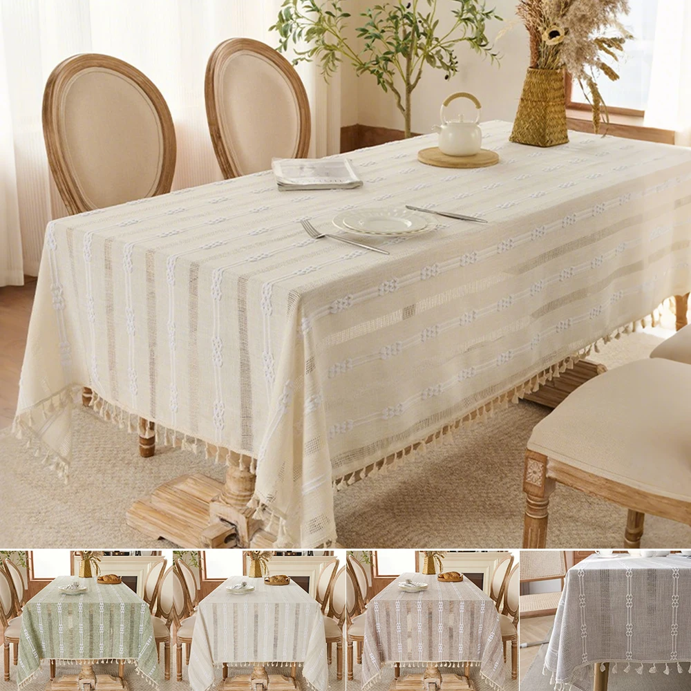 

2026 1PC Hollow Jacquard Tablecloth with Simple Design,Round Rectangular Table Cloth for Dining Coffee Table Kitchen Room Decor