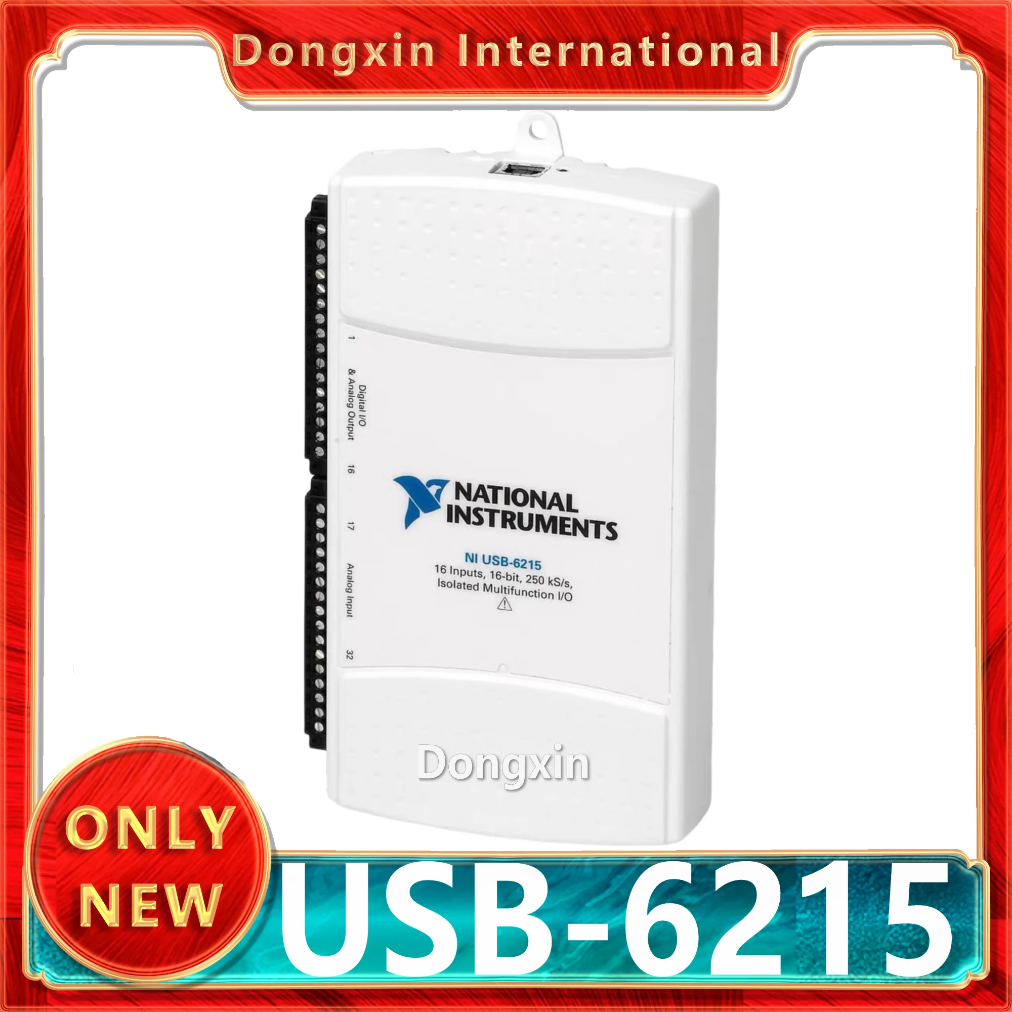

NI USB-6215 779677-01 A multifunctional DAQ device with isolation. analog I/ O, digital input, digital output, 32-bit counters