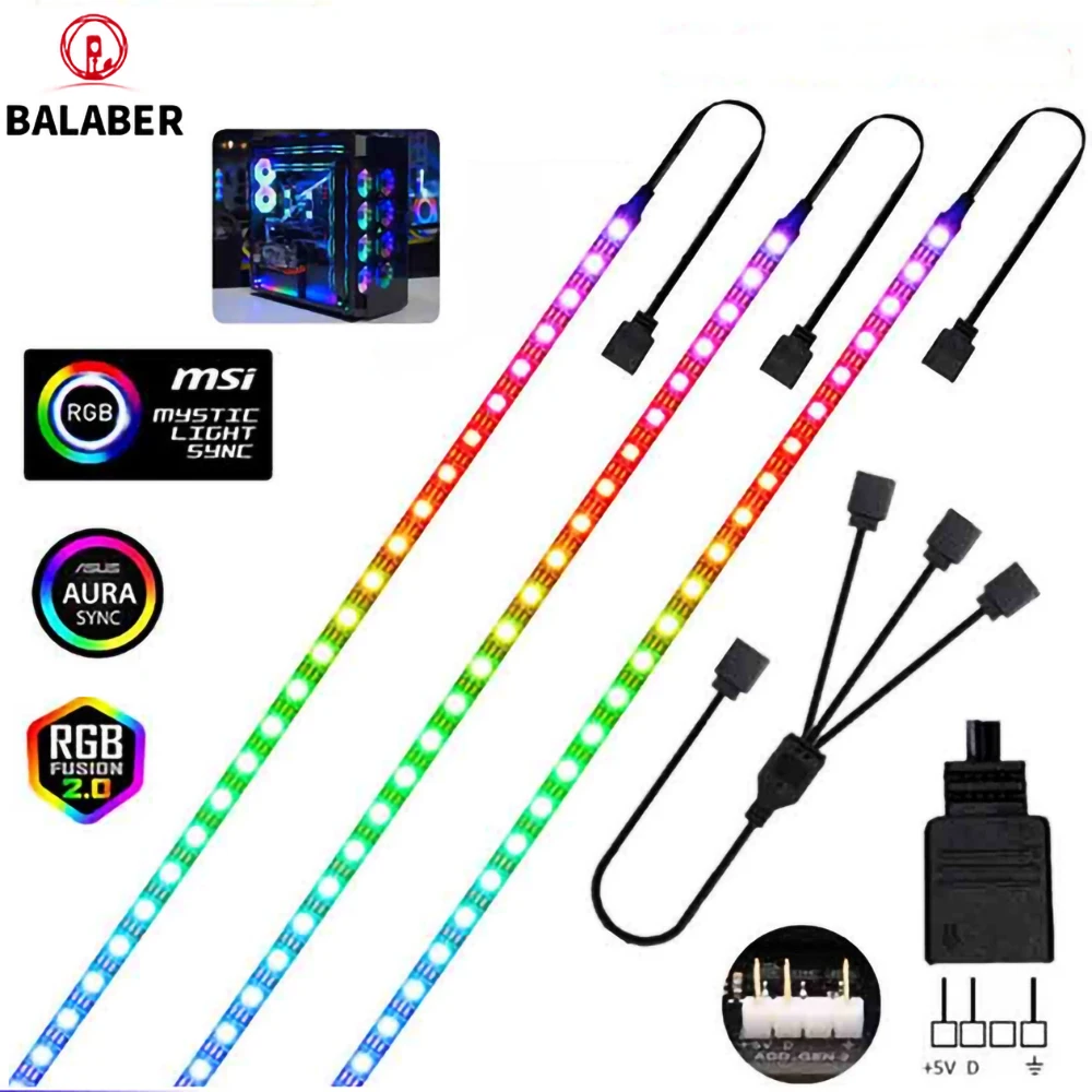 حالة الكمبيوتر 5 فولت ws2812 LED قطاع 3-Pin اللوحة مزامنة لتقوم بها بنفسك الهيكل RGB الضوء المحيط هالة مزامنة ضوء التلوث #1