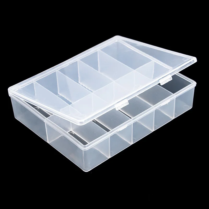 10 Grids Empty Clear Storage Box Jewelry Beads Gems False Nail Art Tips Boxes Case Nail Glitter Rhinestone Container Organizer