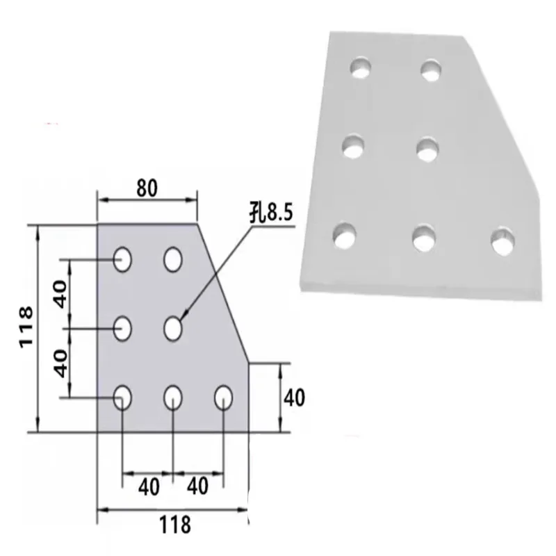 

1pcs 7Hole Silver Joint Board Plate Corner Angle Bracket Connection Joint Strip for 4080 Aluminum Profile