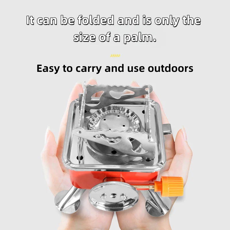 موقد غاز مربع صغير محمول للتخييم والمشي لمسافات طويلة والسفر، خفيف الوزن للغاية وقابل للطي للتخييم، معدات الطبخ في الهواء الطلق #2
